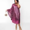 * Audrey K Metallic Magenta Pleated Caftan Midi & Maxi