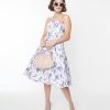 * Sheen Clothing Ltd White & Lavender Floral Print Swing Dress Everyday