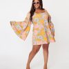 * Smak Parlour Plus Size Avocado Green & Multicolor Daisy Downtown Scene Dress Everyday