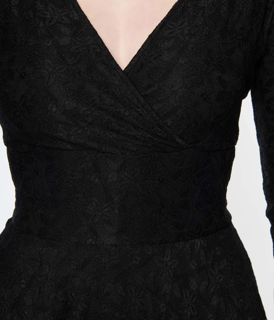 * Unique Vintage Black Lace Gilda Swing Dress Swing