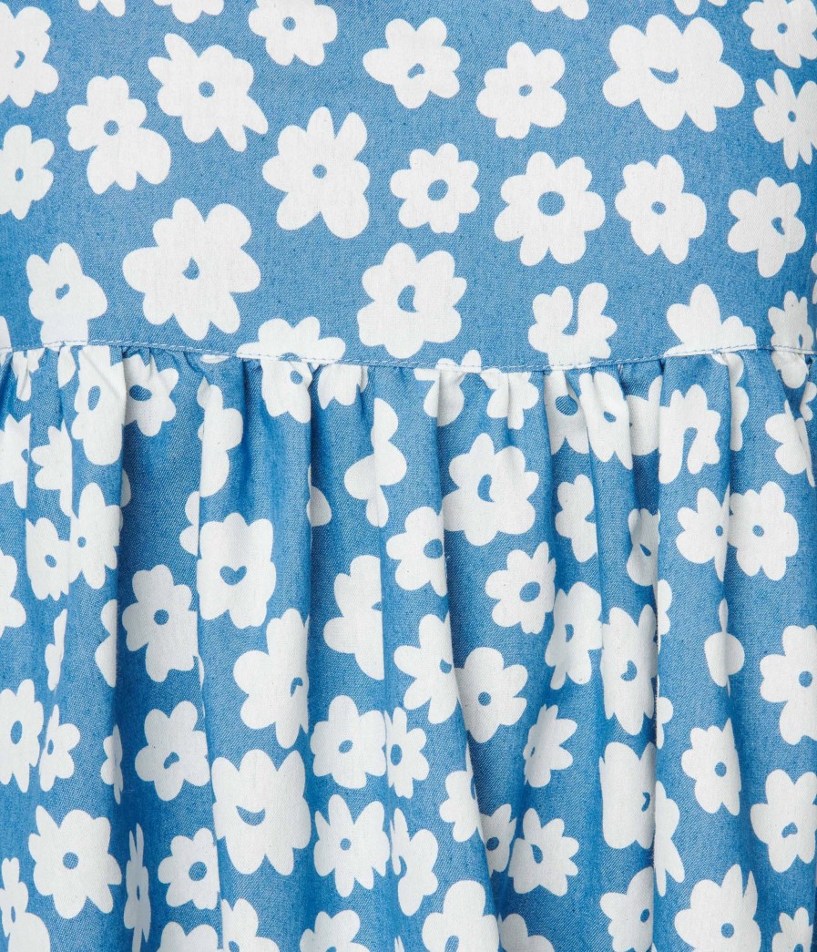 * Polagram (Well Made) Blue & White Daisy Babydoll Dress Everyday