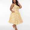 * Miss Lulo, Inc. Plus Size Yellow Heidi Ice Cream Fit & Flare Dress Fit & Flare