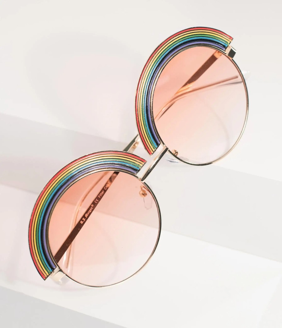 * Aj Morgan Eyewear (B2B Wholesale) Golden Rainbow Rounded Sunglasses Swim Accessories