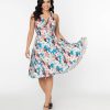 * Unique Vintage La Jolla Cove Print Halter Swing Dress Swing