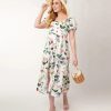 * Unique Vintage White & Multicolor Floral Midi Dress Midi & Maxi