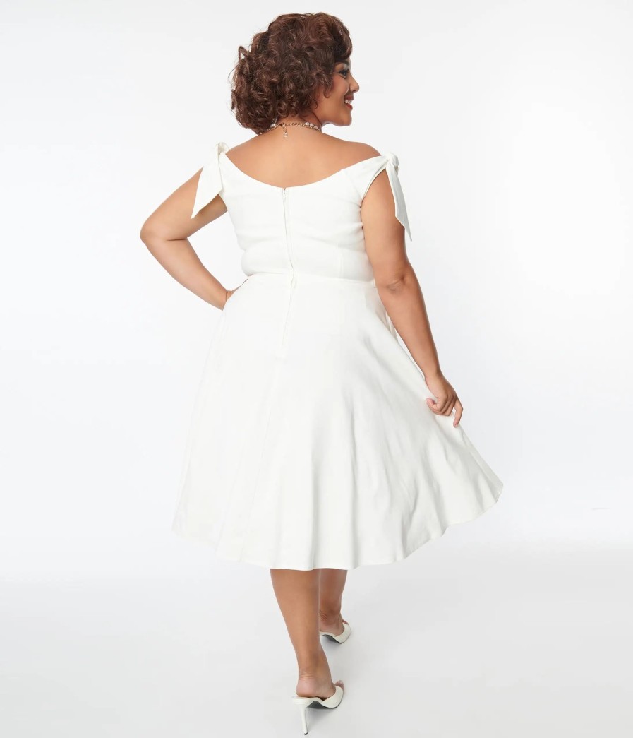 * Unique Vintage Plus Size Off White Prairie Swing Dress Swing