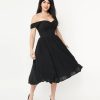 * Unique Vintage Black Off Shoulder Swing Dress Swing