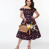 * Magnolia Place Navy Strawberry Barbara Swing Dress Swing