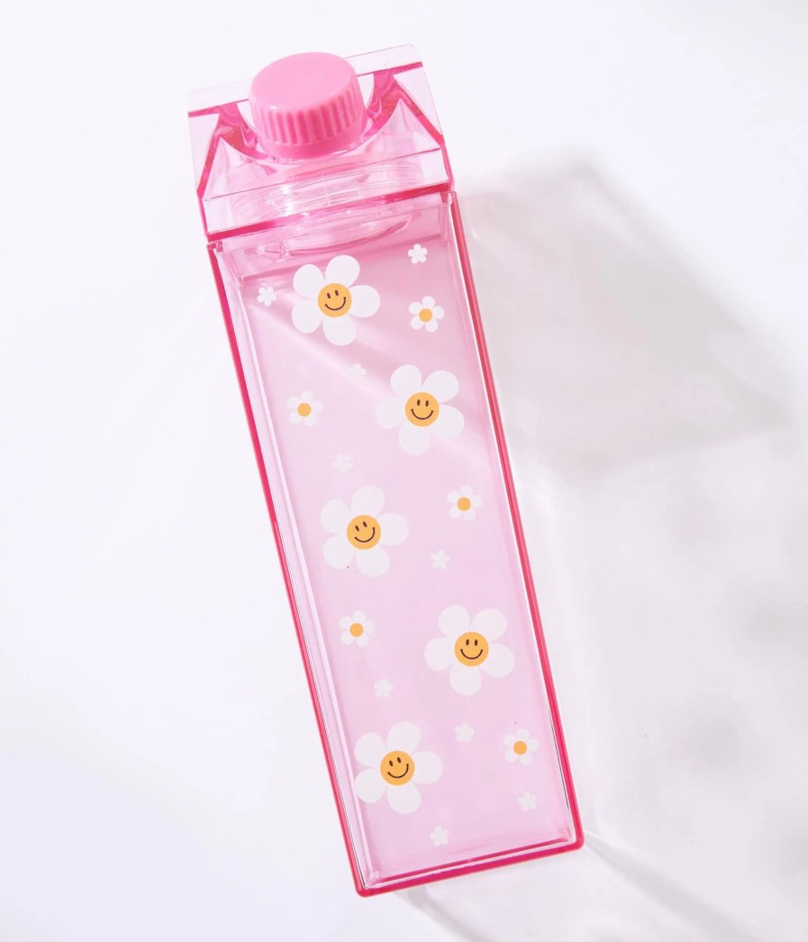 * Femfetti Pink Happy Daisy Milk Carton Water Bottle Swim Accessories