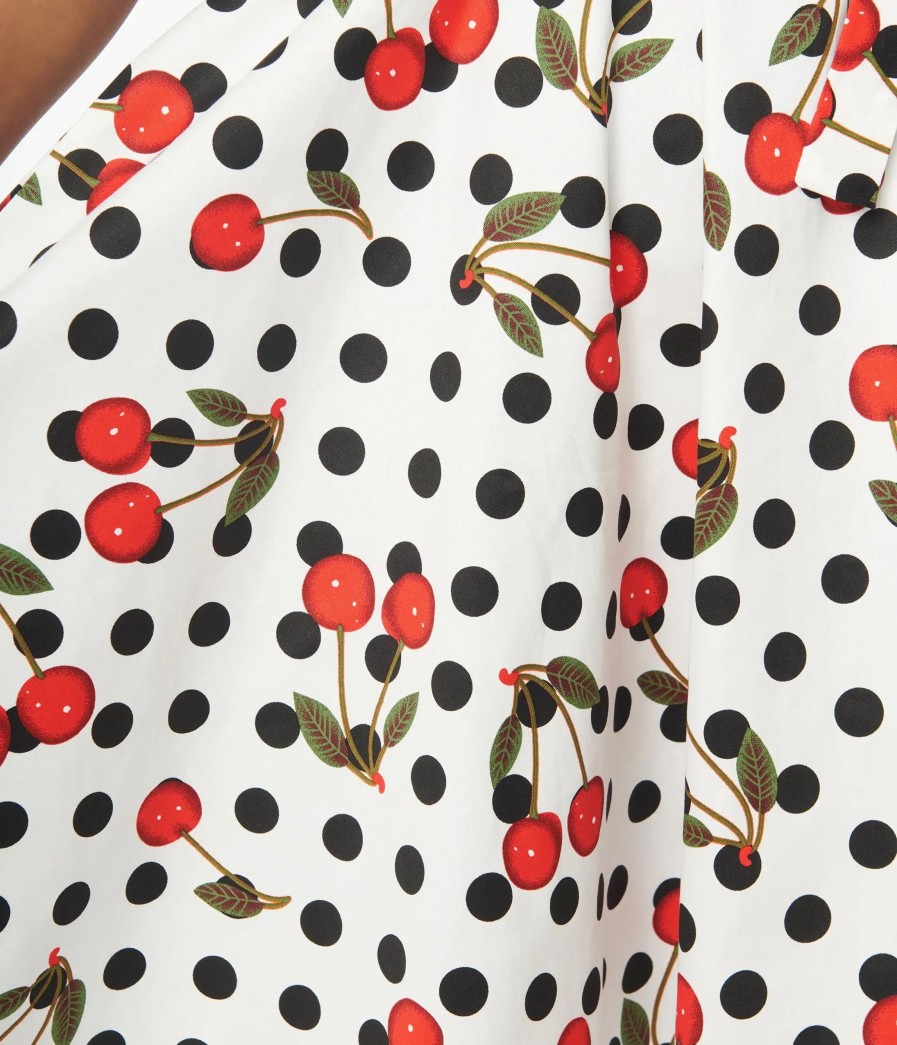 * Atixo Gmbh (Belsira) (Faire) White & Black Polka Dot Cherries Swing Dress Everyday