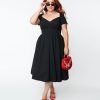 * Unique Vintage Plus Size Black Sweetheart Midge Swing Dress Swing