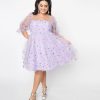 * Smak Parlour Plus Size Purple Confetti Hearts Love Interest Babydoll Dress Fit & Flare