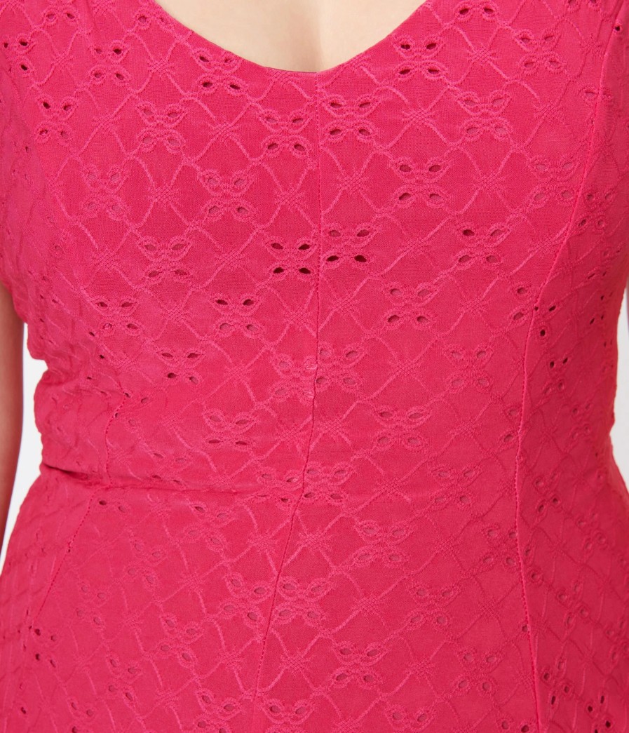 * Curve Market Plus Size Fuchsia Eyelet Flare Dress Everyday