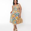 * 143 Story (Faire) Multicolor Brush Stroke Florals Midi Dress Midi & Maxi