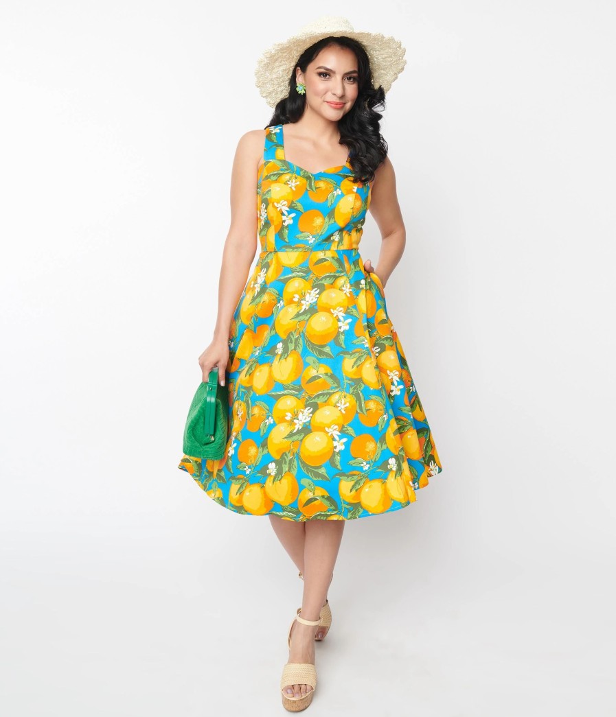 * Lifestyle Group (Uk) Ltd Blue Orange Bloom Swing Dress Swing