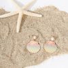 * Fashion City Blue & Pink Ombre Wooden Seashell Drop Earrings Swim Accessories