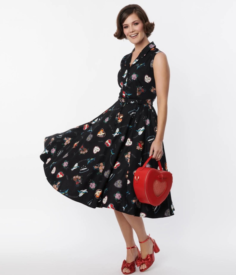 * Collectif Black Cats Forever Caterina Swing Dress Swing