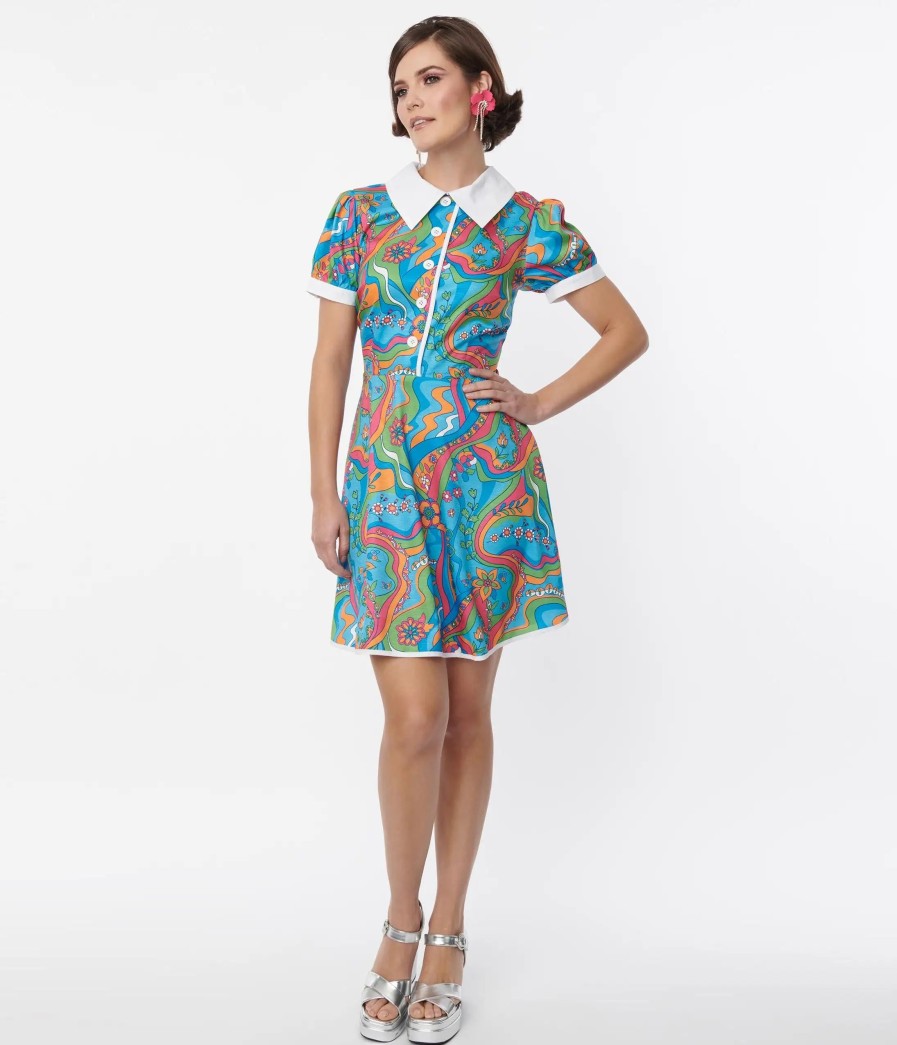 * Smak Parlour Psychedelic Floral River Fit & Flare Dress Fit & Flare