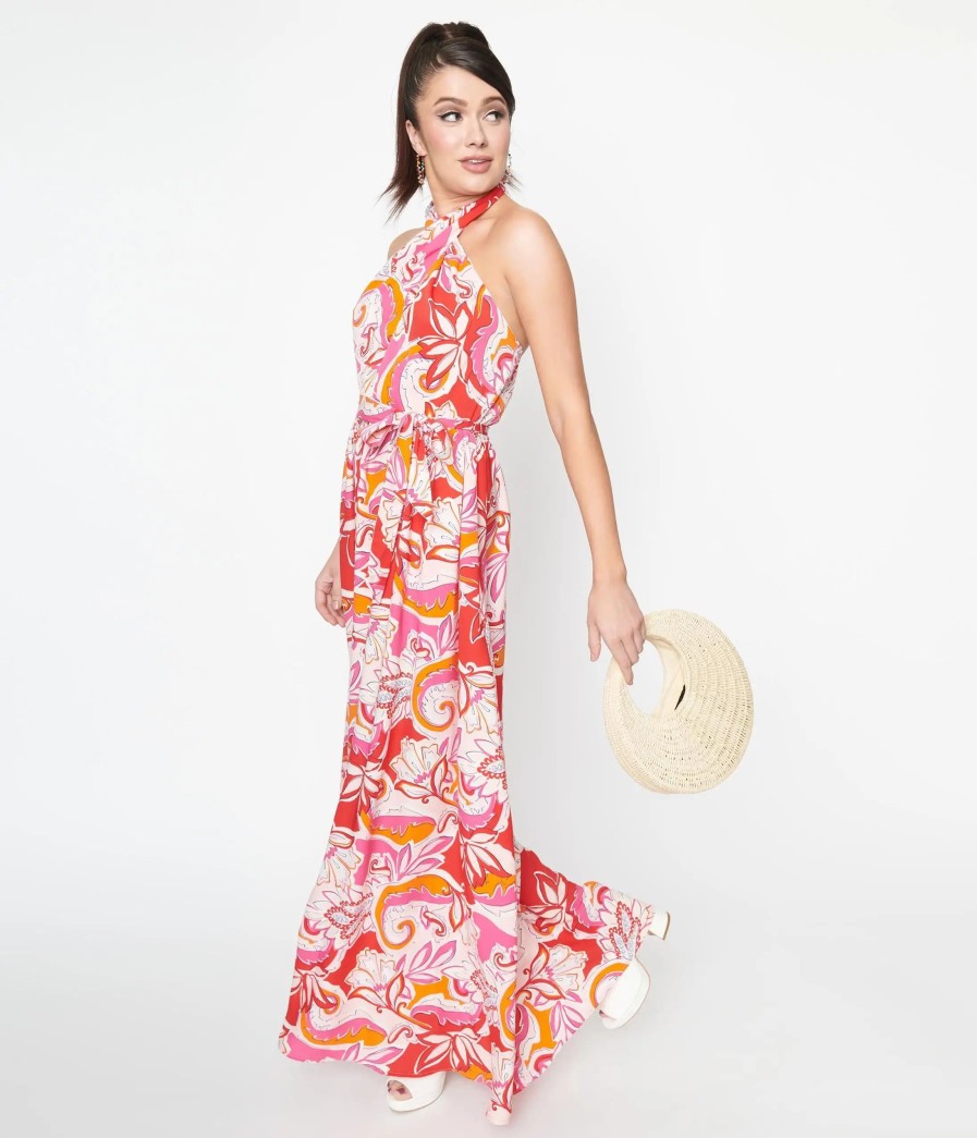 * Smak Parlour Pink & Red Floral Budding Romance Maxi Dress Midi & Maxi