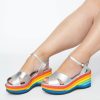 * Collectif Lulu Hun Silver & Rainbow Platform Wedge Sandal Swim Accessories